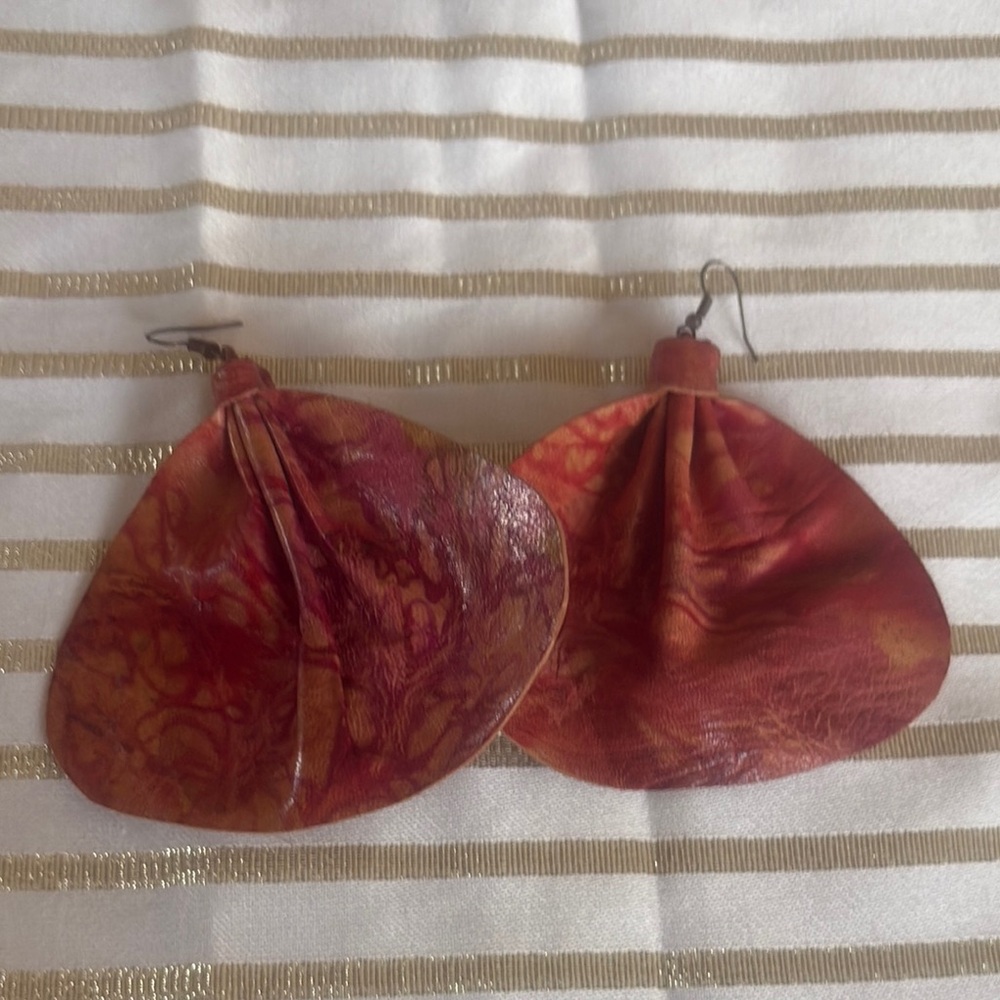 Red and Orange Leaf Earrings